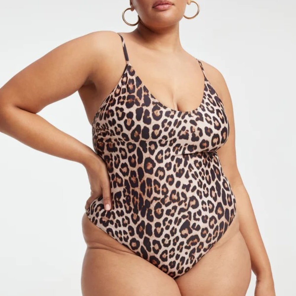 NWT - GOOD AMERICAN ALWAYS SUNNY ONE-PIECE SWIMSUIT, LEOPARD